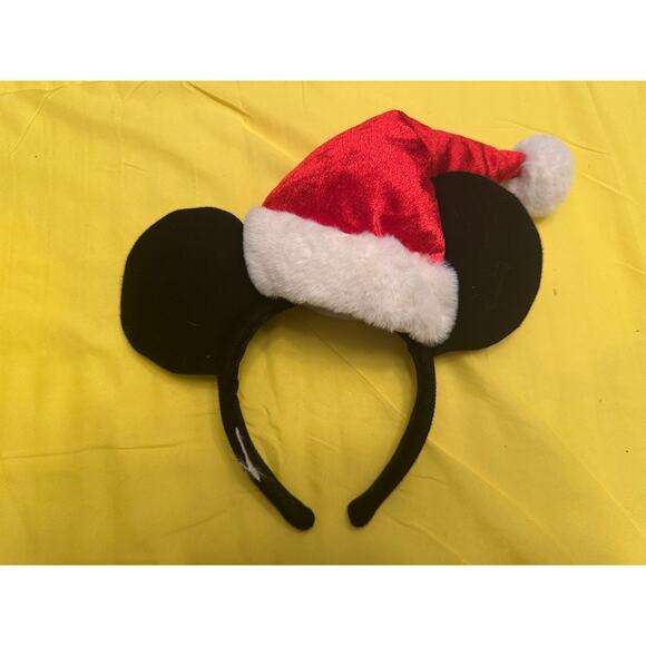 Disney Parks Mickey Mouse Ears Headband with a Christmas Holiday Santa Hat - Picture 2 of 2